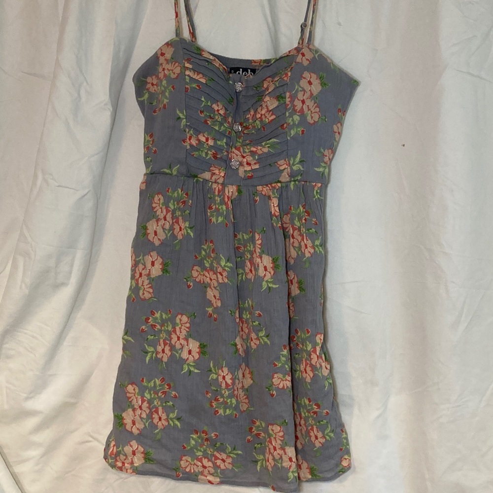 Deb Gray Floral Mini Dress